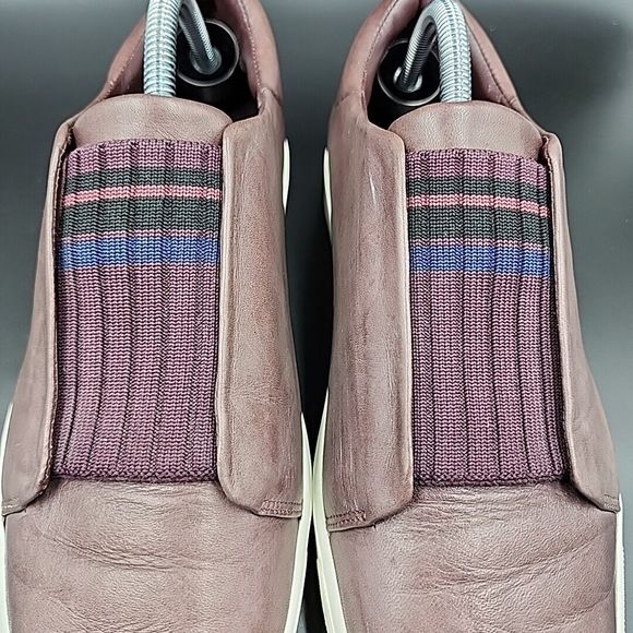 Vince Cantara Leather Slip On Sneakers Burgundy Size 9 US 39 EU Platform Knit - Picture 4 of 14